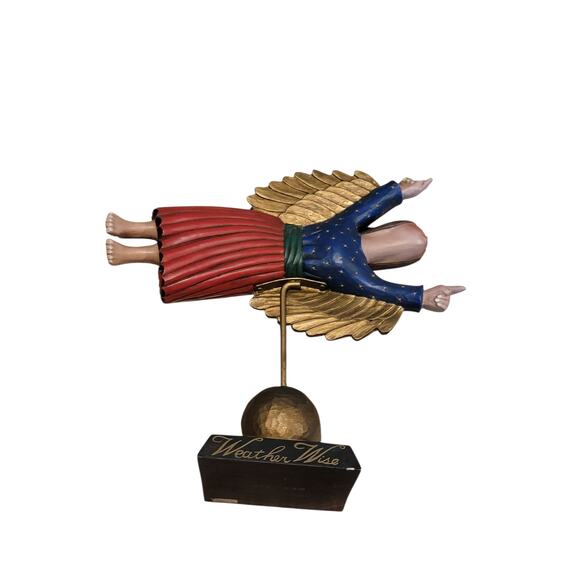 Weathervane Weather Wise Angel Sculpture Folk Art Hand-Painted Signed Leo Smith - Picture 6 of 12
